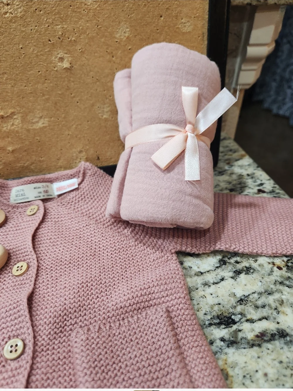 New! Pink Knit Cardigan with Matching Accessories